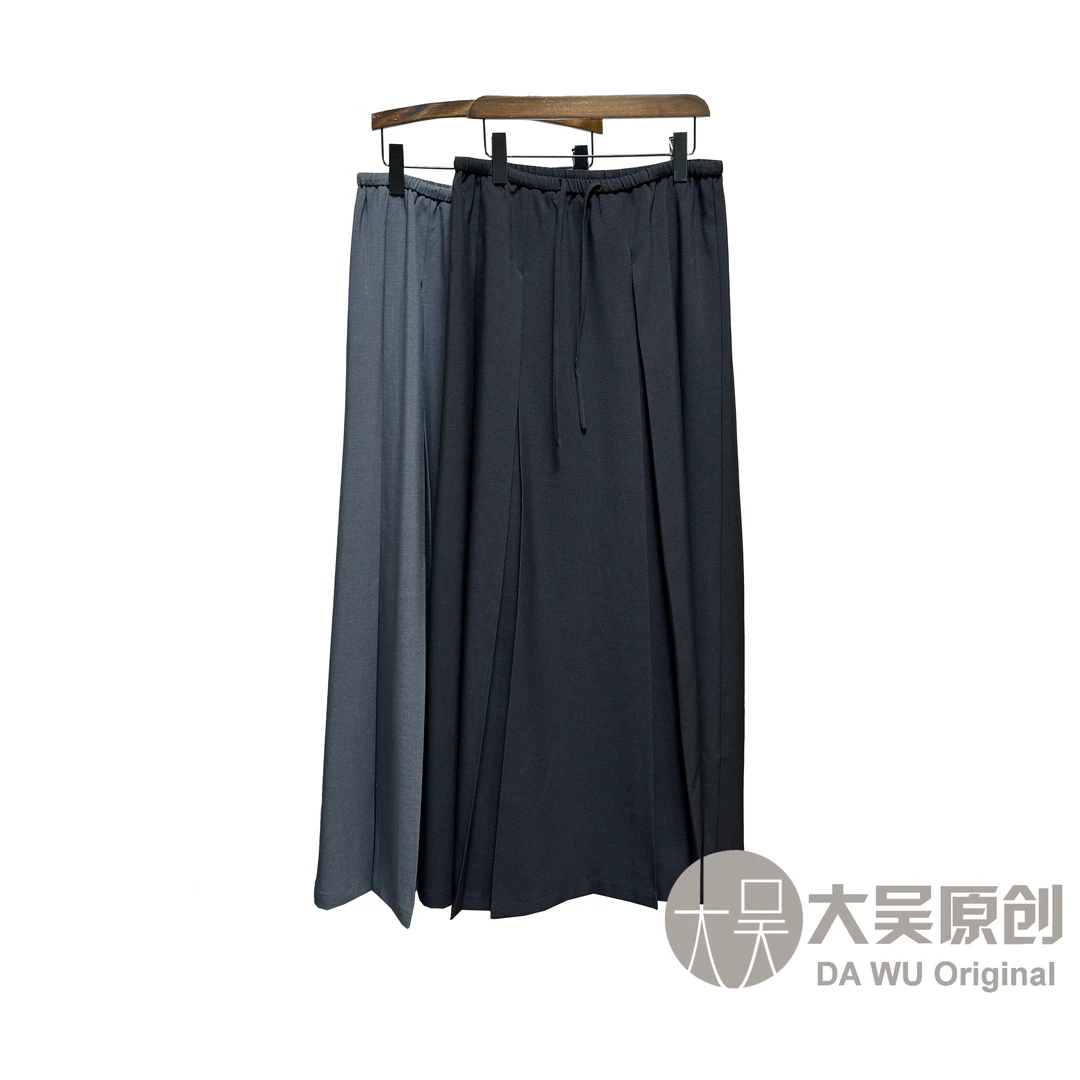 《大吴原创》“压褶小伞裙”春季新款松紧腰抽绳压褶裙宽松显瘦气质