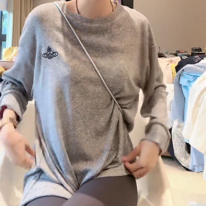 【星球卫衣】欧若风时尚长袖百搭休闲轻奢气质打底衫LK2502571