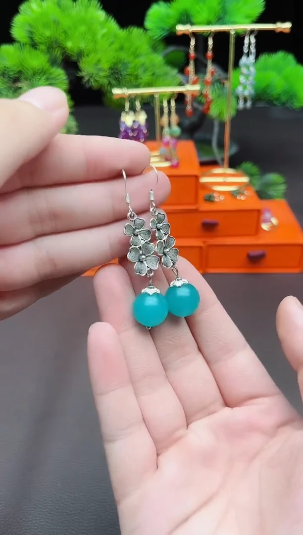 玛瑙/玉髓耳饰银S925镶嵌111