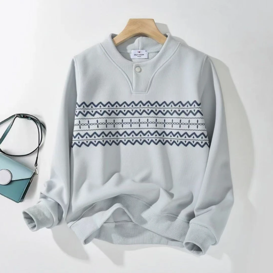 时尚经典一粒扣休闲宽松卫衣