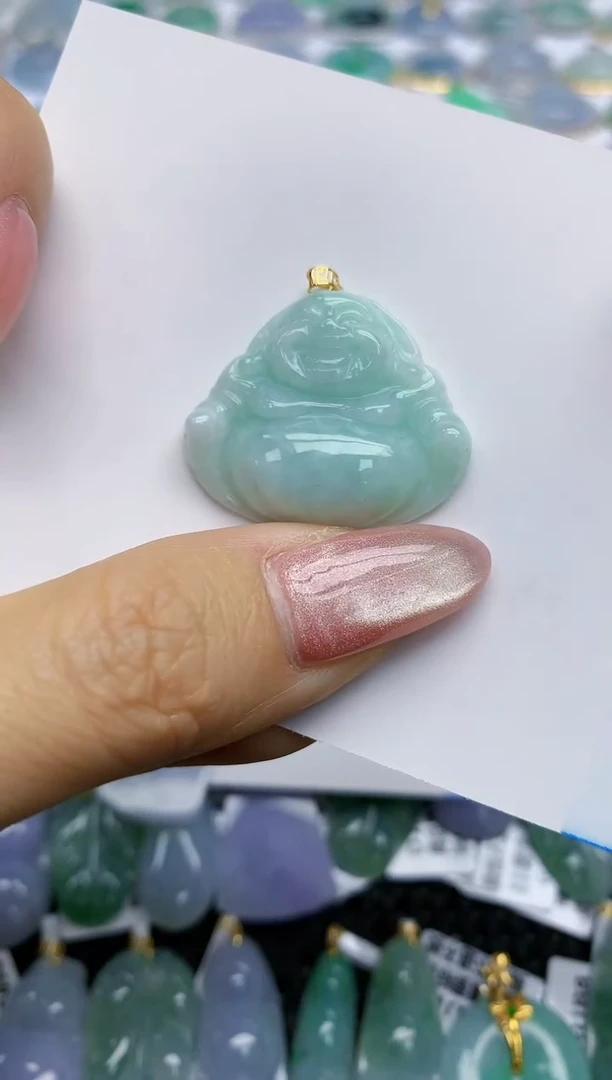 【闪购商品】翡翠挂件18K金镶嵌天然翡翠A货