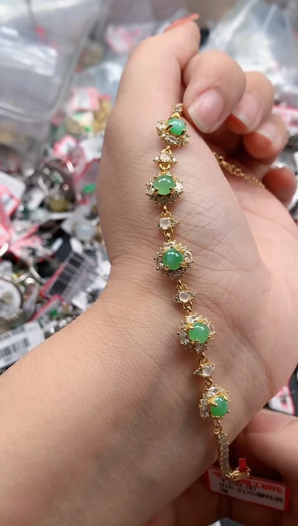 银S925镶嵌戒指翡翠天然A货缅甸翡翠