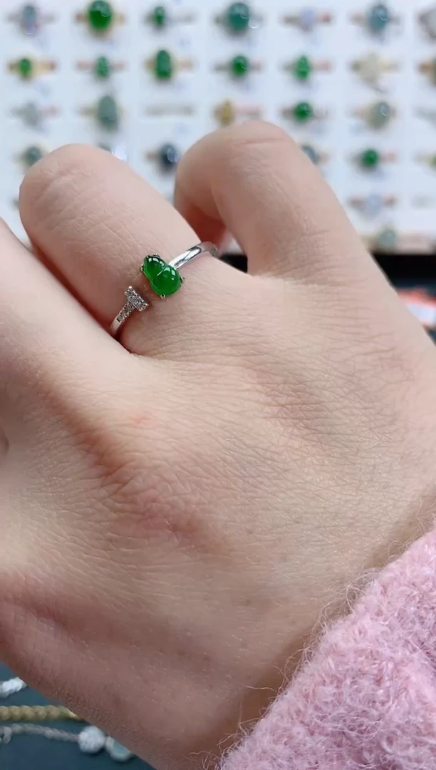 银S925镶嵌戒指翡翠天然翡翠