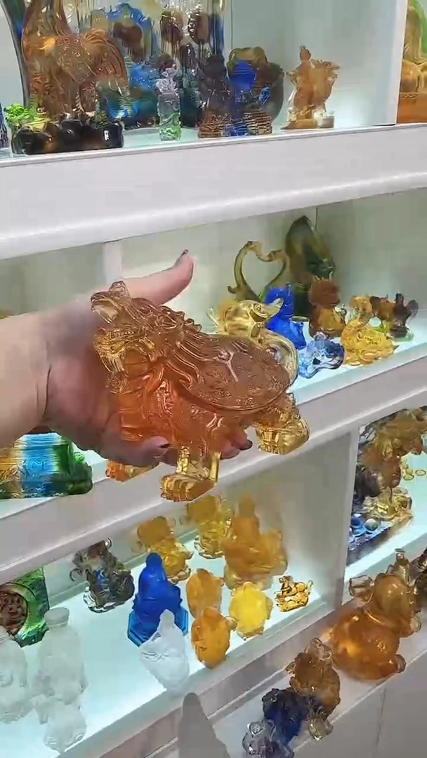 手工艺品琉璃黄色四神龙龟
