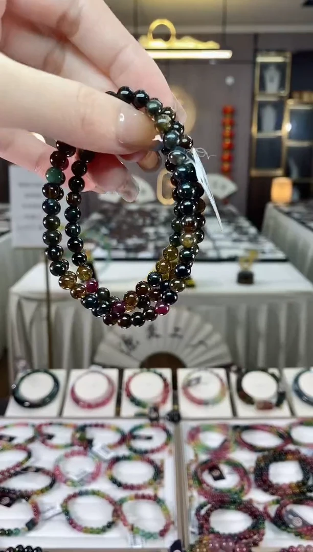 【闪购商品】碧玺三圈手串5mm+未镶嵌一物一证dan