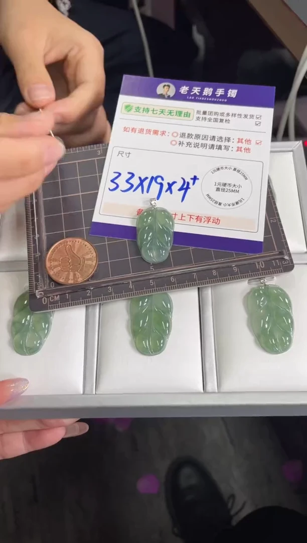 18K金镶嵌挂件翡翠叶子FL16/多样性发其一CP配绳