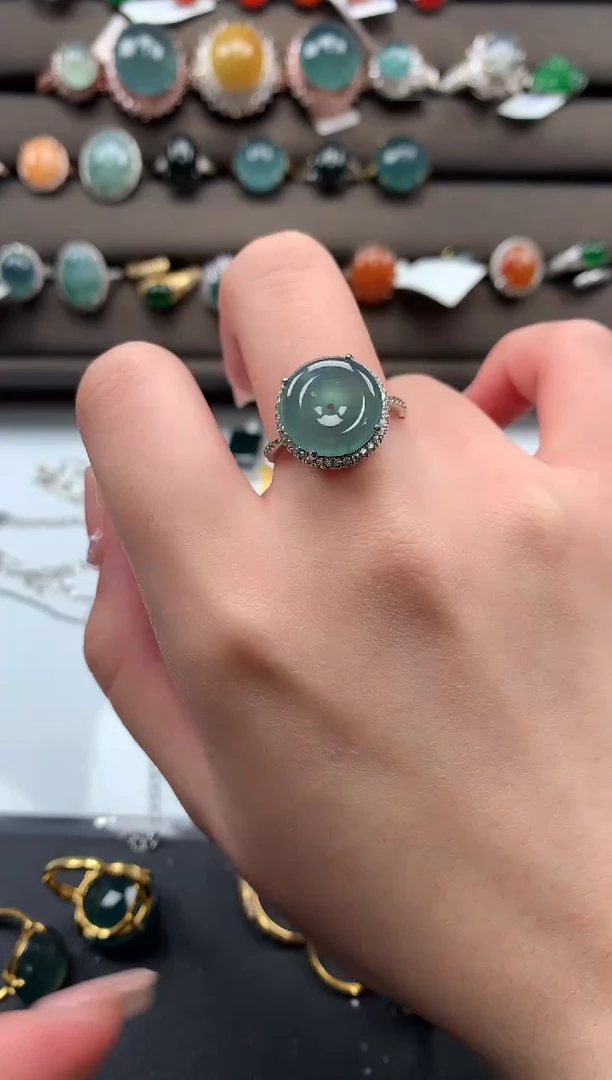 【闪购商品】翡翠戒指银S925镶嵌5214