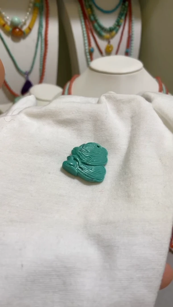 未镶嵌绿松石珠宝奇石19.7*18.2mm*5mm蝴蝶仙子