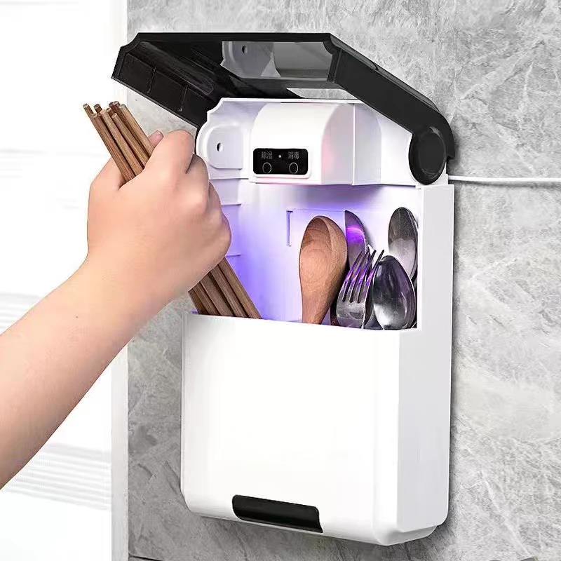 多功能消毒筷筒防尘沥水盒餐具消毒机小型消毒机紫外线免打孔筷筒