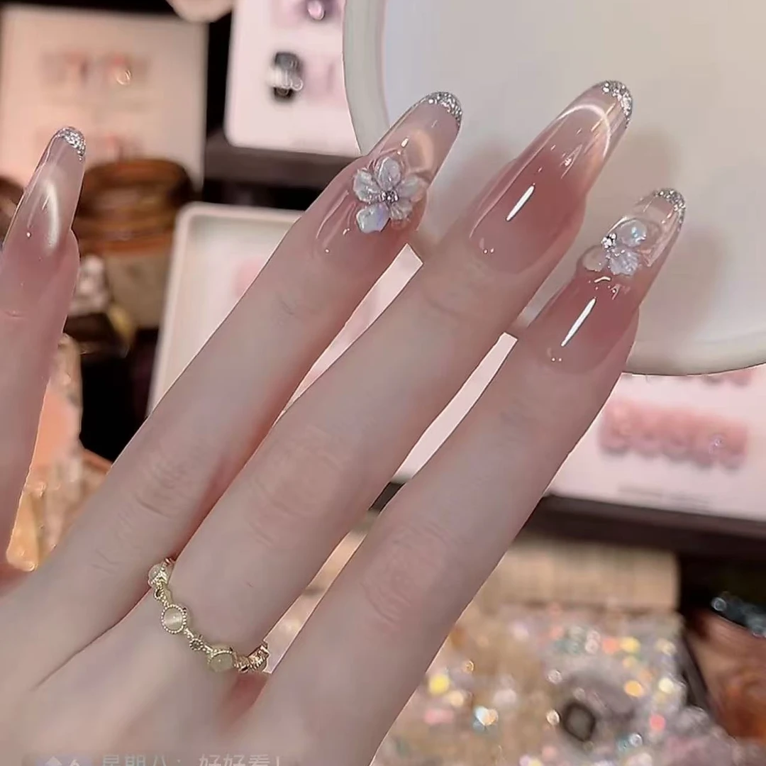 茉冰花 - painted clear bow 纯手工穿戴甲 10片装