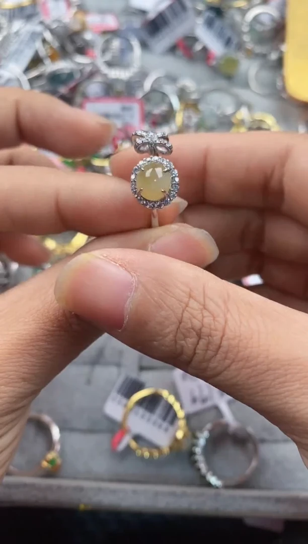 银S925镶嵌戒指翡翠1111----5