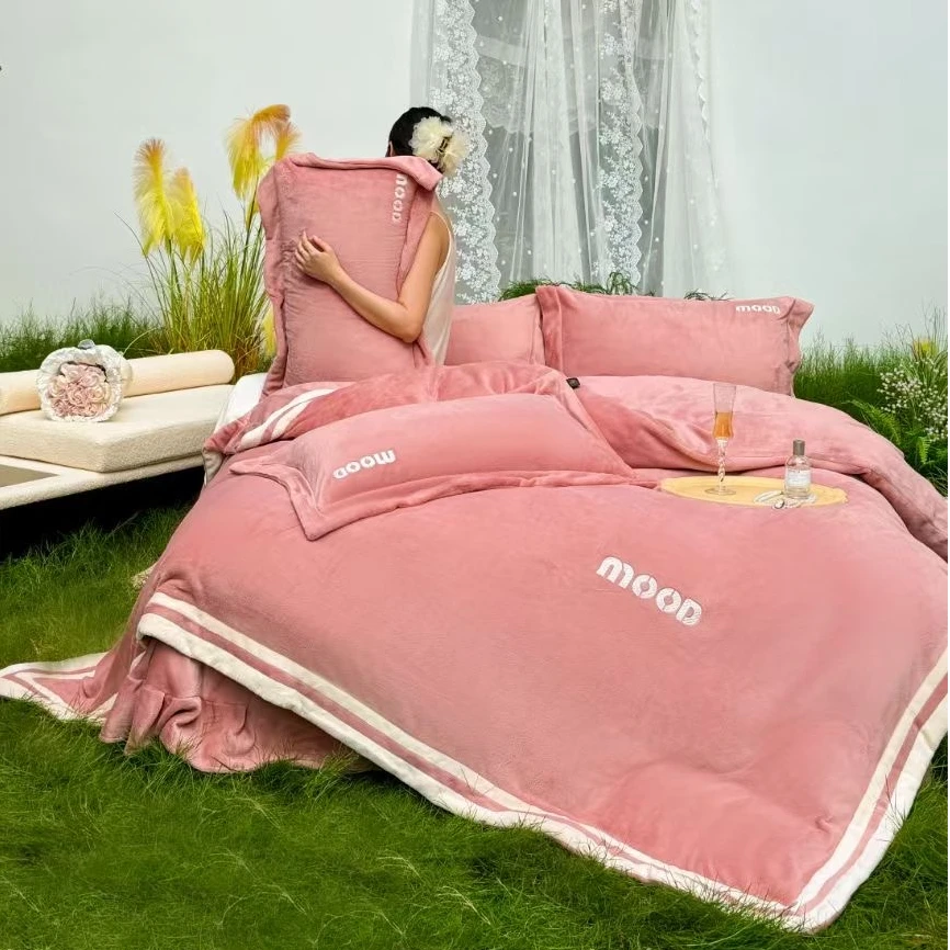 【法兰茜】摩登时代高奢牛奶绒加厚秋冬大拼角四件套