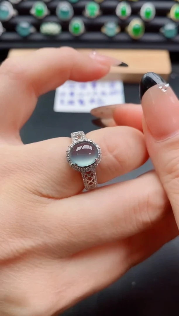 银S925镶嵌戒指翡翠1