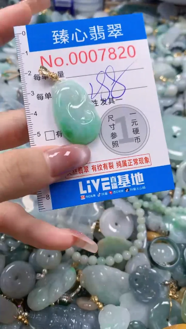 翡翠未镶嵌颈饰含绳0007820