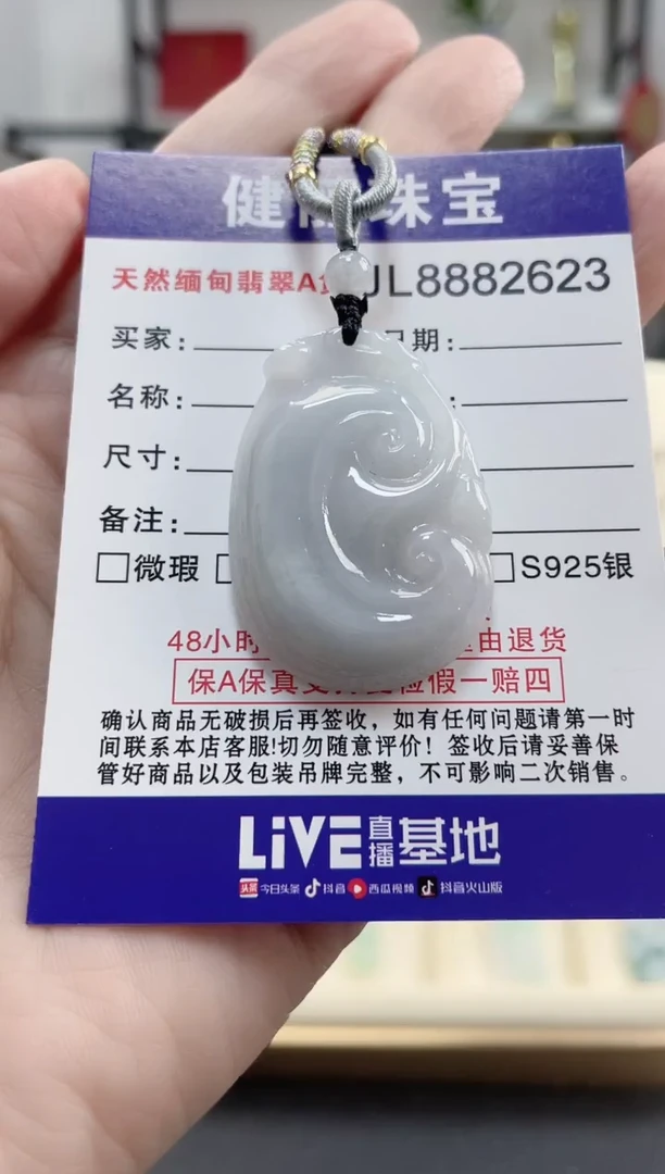 颈饰未镶嵌翡翠天然缅甸翡翠A货 如意(一物一证)