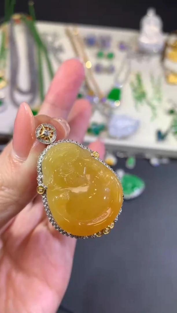 吊坠(不含链)18K金镶嵌翡翠104-米爷