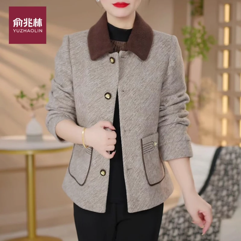 小香风外套女2025春秋新款妈妈装新款洋气时尚中老年翻领上衣