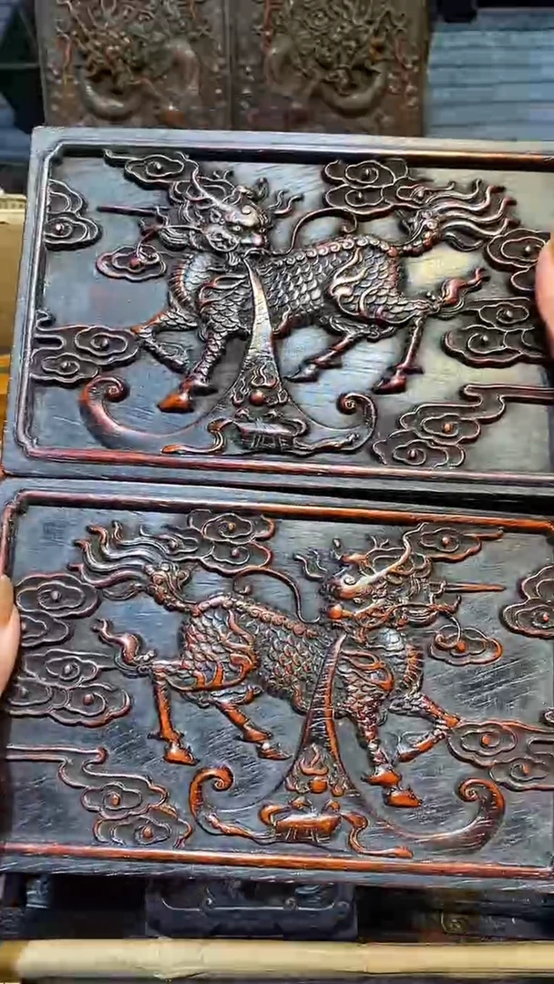 木紫檀雕刻一物一拍
