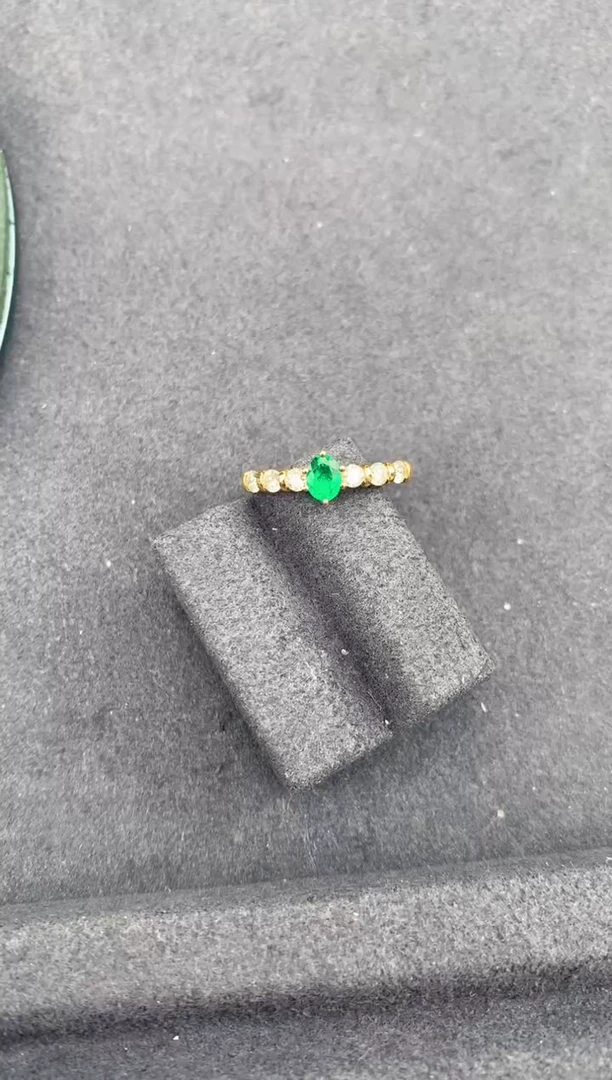 18K金镶嵌戒指祖母绿24分祖母绿戒指FC