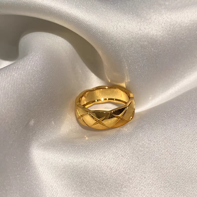 铜合金大理石戒指 菱格素圈戒指7号戒圈时尚轻奢气质A15