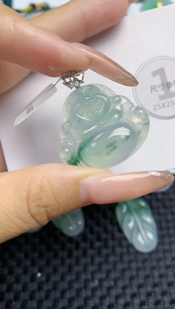 颈饰18K金镶嵌翡翠天然缅甸A货翡翠百元以上9元证书费自理