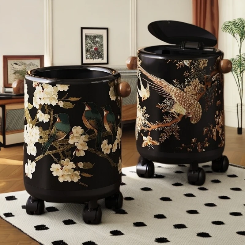 美世达中古风垃圾桶家用客厅轻奢高档高颜值2025新款复古卫生桶