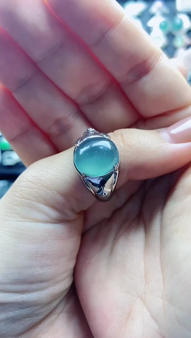 【闪购商品】翡翠戒指银S925镶嵌天然A货翡翠戒指