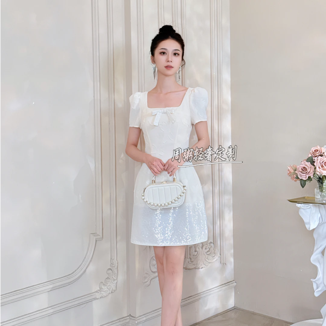 【周粥定制】国内设计师品牌 气质显瘦夏季轻奢连衣裙11568
