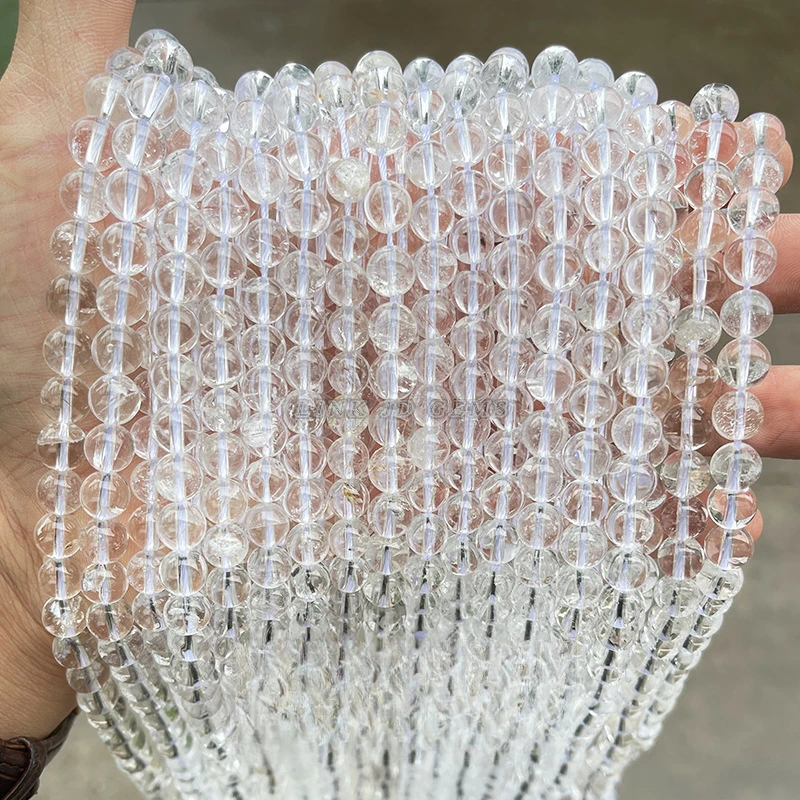 【A43】5A天然白水晶散珠 diy饰品配件女款透明隔珠-多样性发一