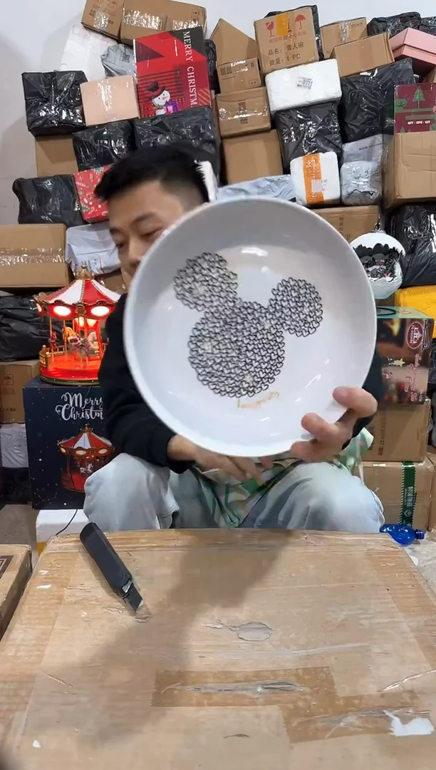 瓷片蓝色米奇大圆盘
