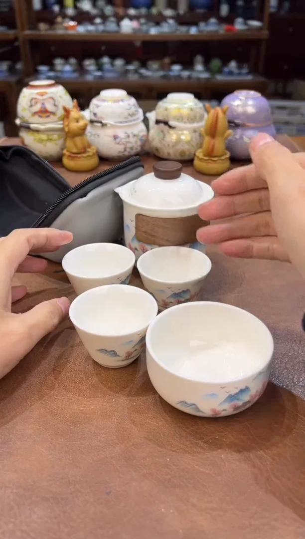 真的很便宜超好看会开片的旅行茶具