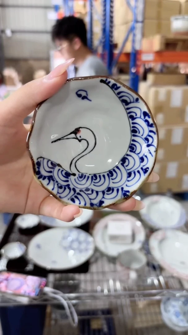 搪瓷青鶴 3寸波皿青鶴 3寸波皿