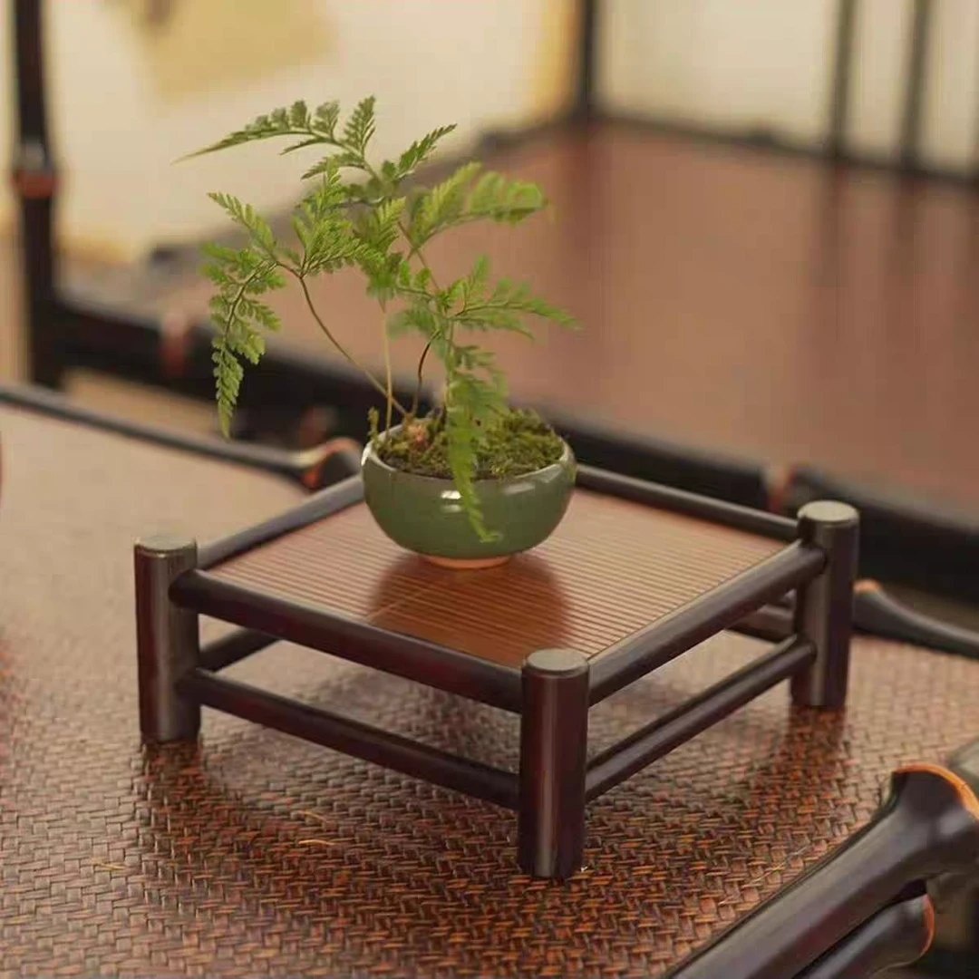 中式复古竹编小桌子茶具收纳架家用简约茶台干泡台