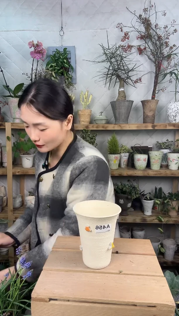 无花朵编号456   景德镇手绘花盆