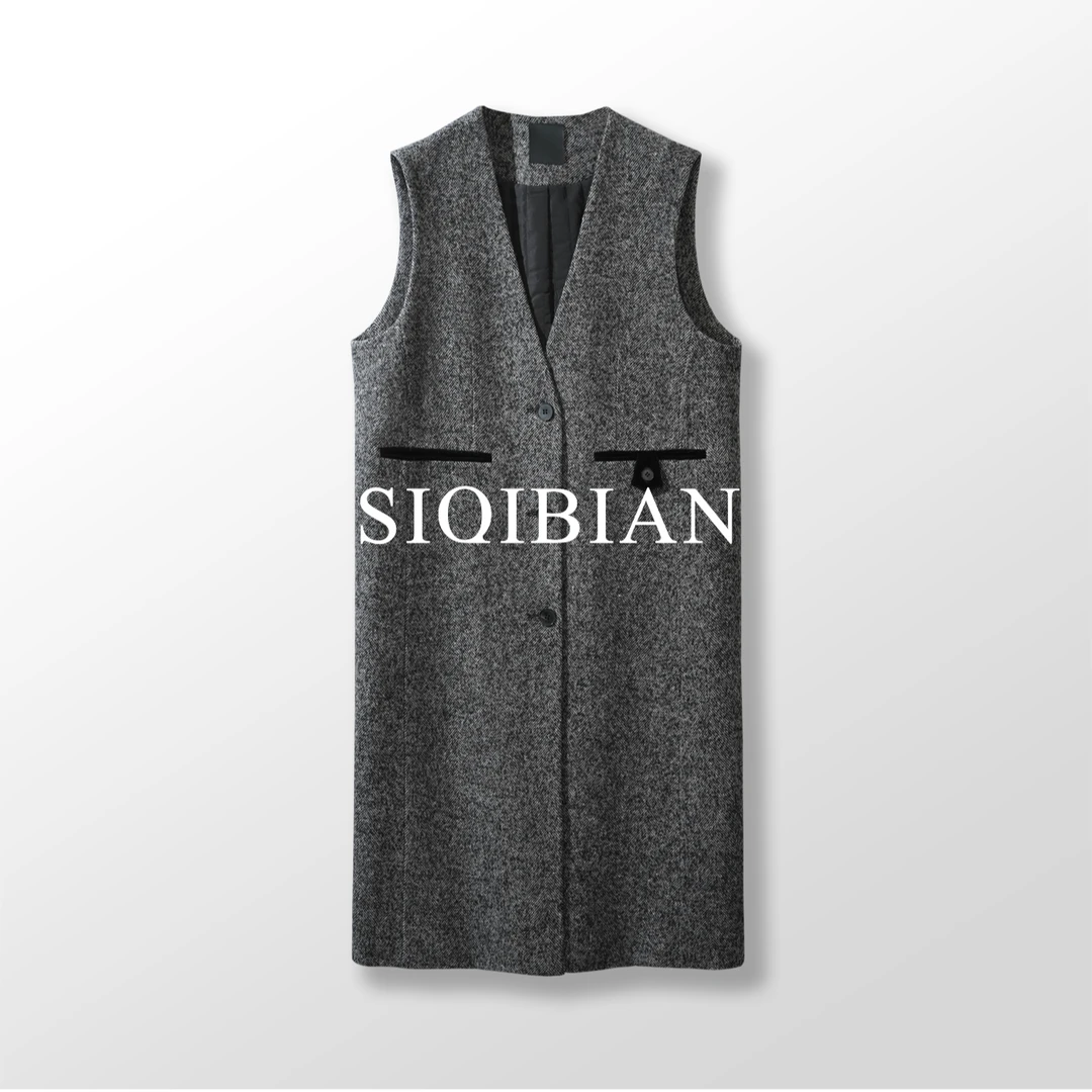 SIQIBIAN ｜25SS春季新品休闲百搭长款羊M马夹-S7930