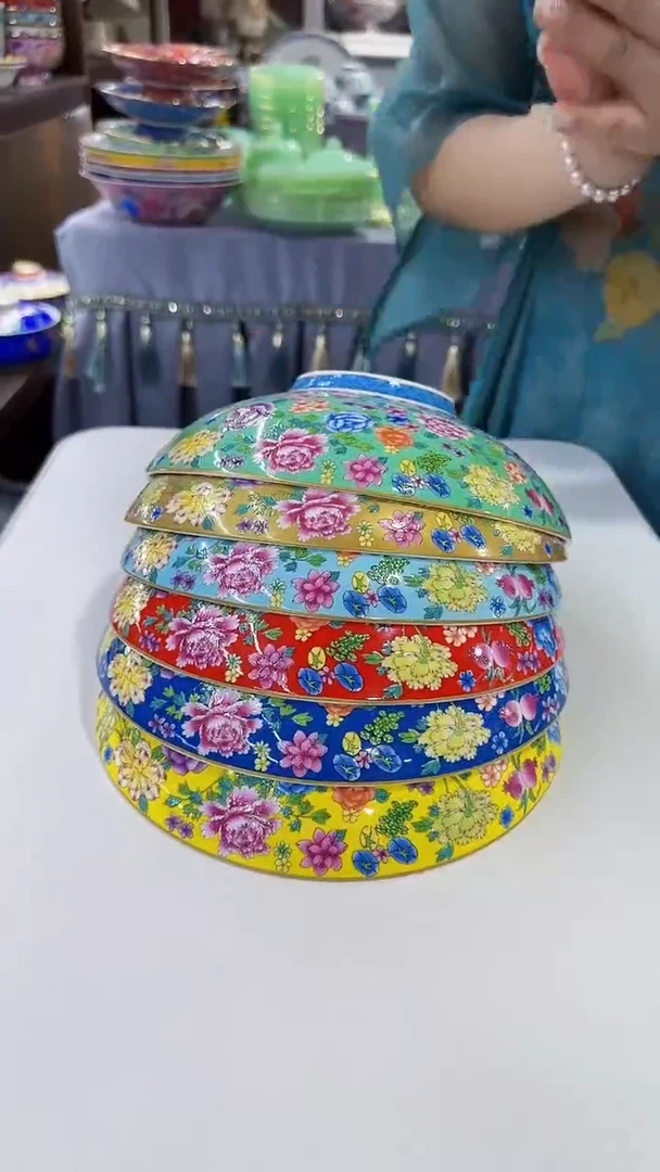 瓷片8.5英寸元宝盘6个景德镇混色