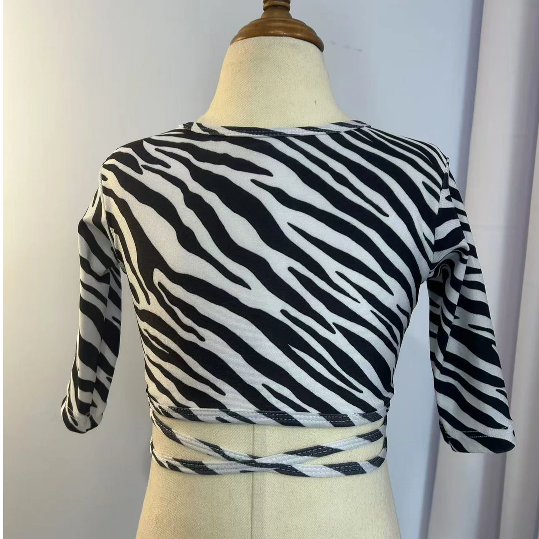舞翼舞服新款拉丁舞服上衣斑马纹