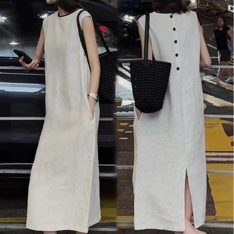 FUJIA STYLE新款气质休闲韩版简约复古背心连衣裙Q8825