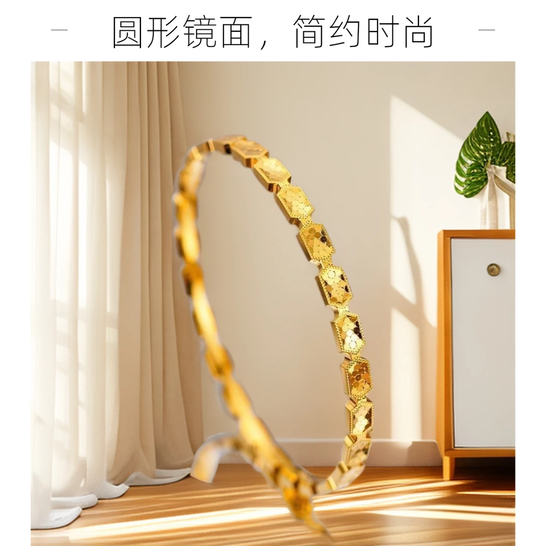 铁合金硅胶手镯 001精品4M龙鳞长六边形手镯金色女款爆闪龙鳞素圈