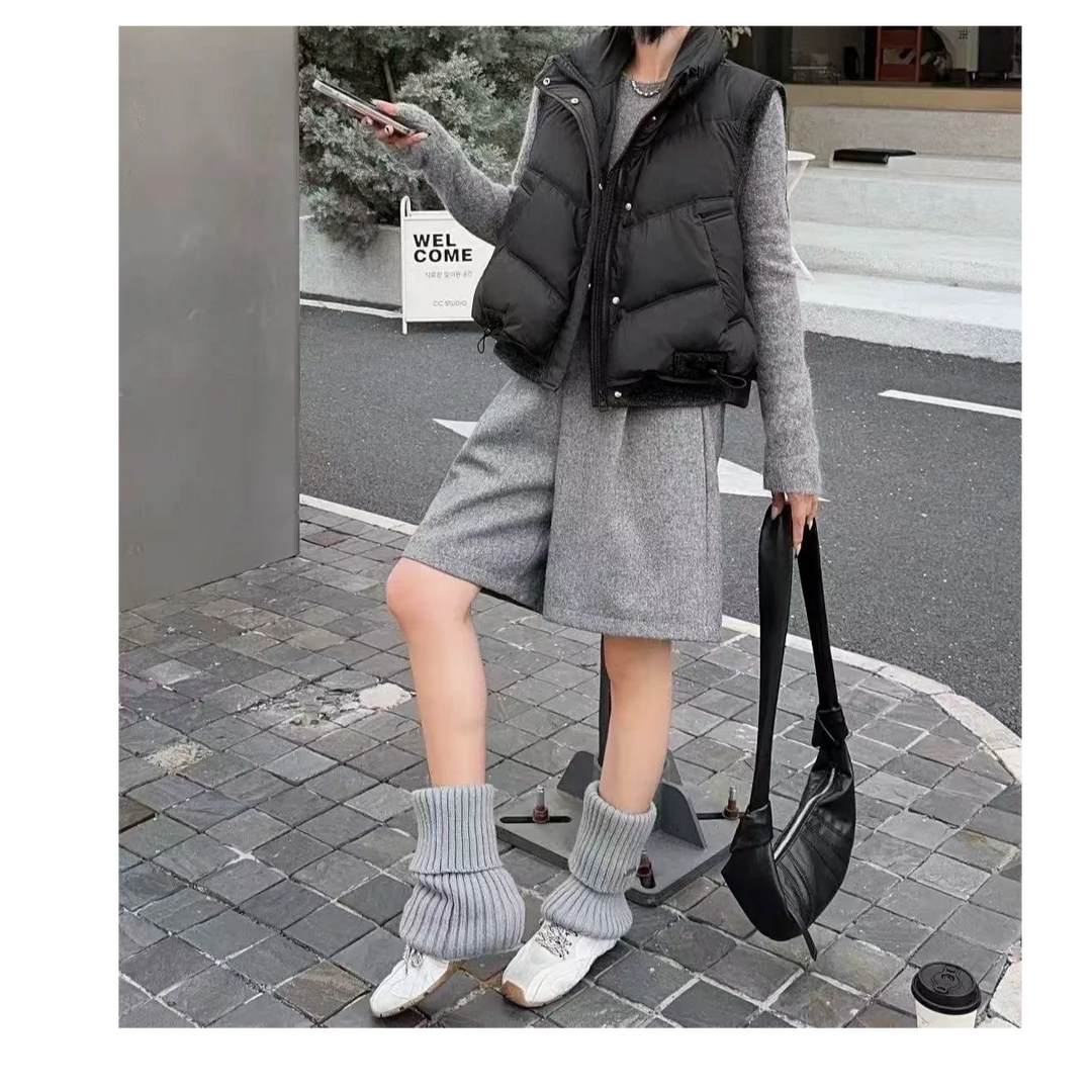 Manmi    毛呢拼接立领羽绒服马甲   2718（C4↑）