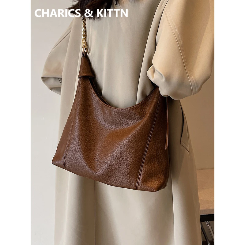 CHARICS&KITTN包包女2025新款真皮托特包单肩包大容量斜挎腋下包