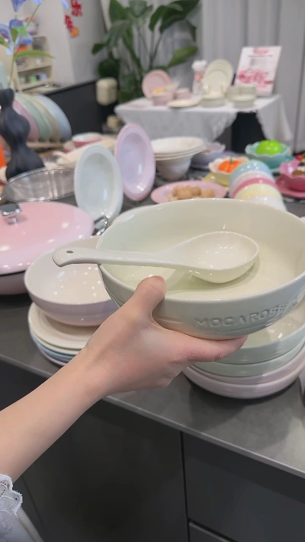【闪购商品】瓷奶油白-大汤碗汤勺组合装
