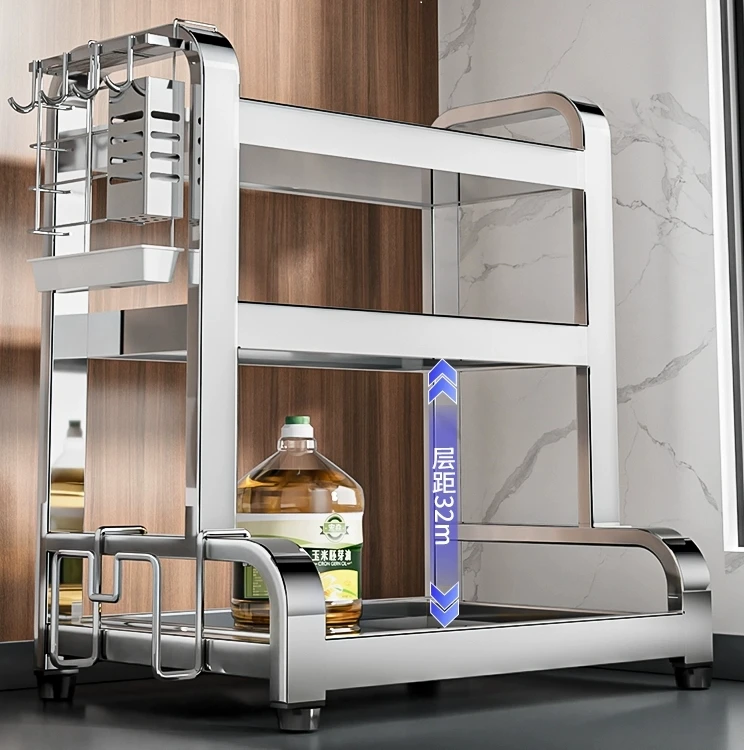 不锈钢家用调料品置物架多功能筷子刀架台面盐调味罐收纳架调料架