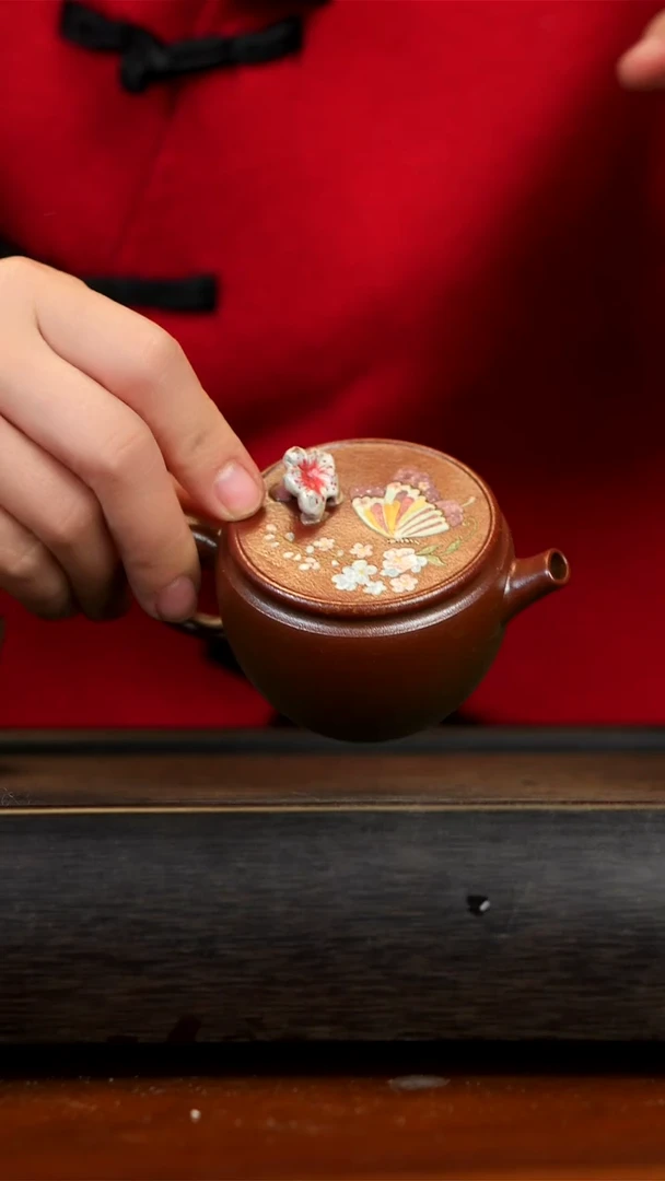 【闪购商品】紫砂茶壶观羽柴烧 蝶恋花汉瓦壶