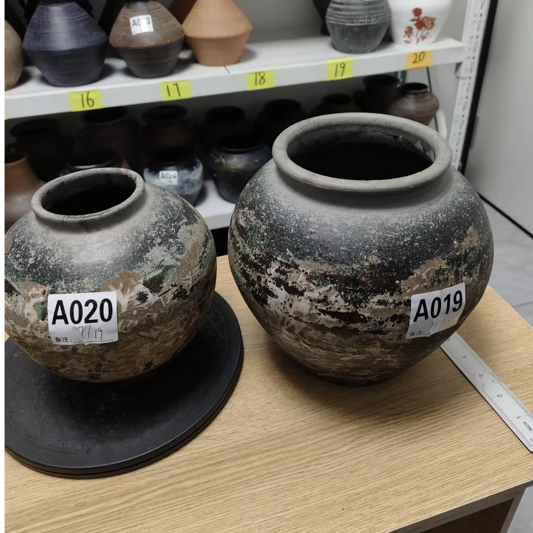 默认打孔 粗陶花瓶客厅陶罐插花水培老桩花盆摆件特价