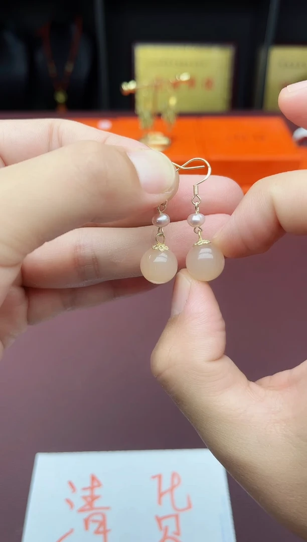 玛瑙/玉髓耳饰银S925镶嵌218000