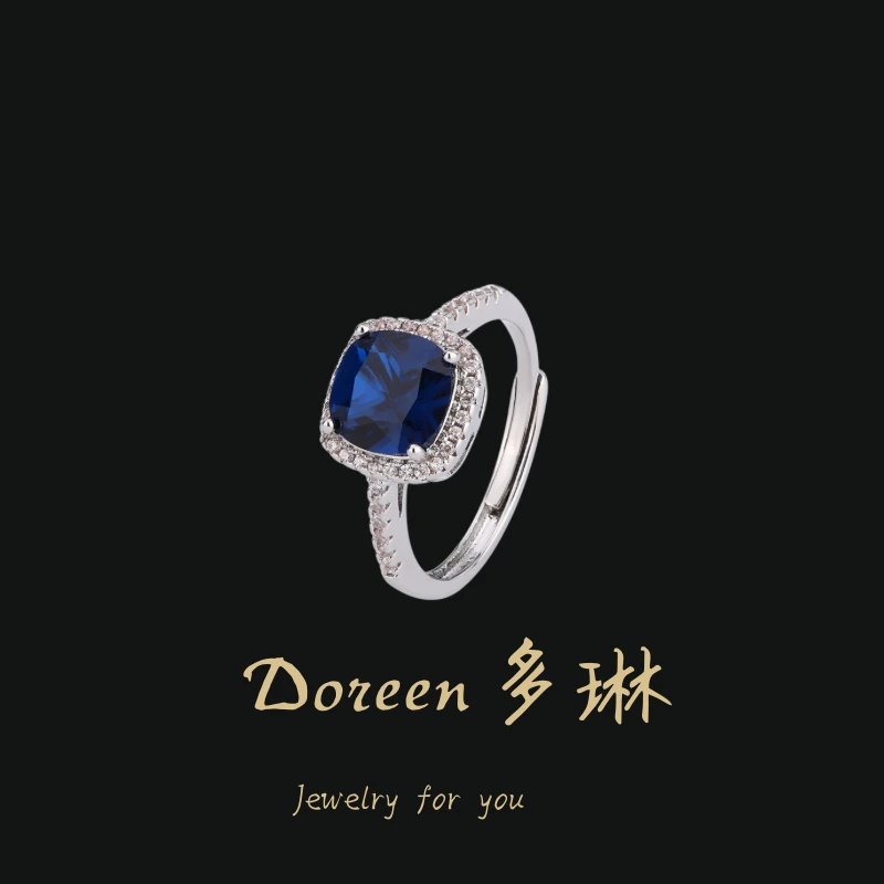 铜合金戒指 蓝色方糖戒指NC772