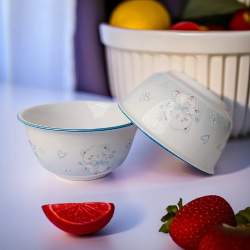 5.5英寸卡通风易清洗家用吃饭碗釉下彩汤碗加厚防烫大碗可爱餐具