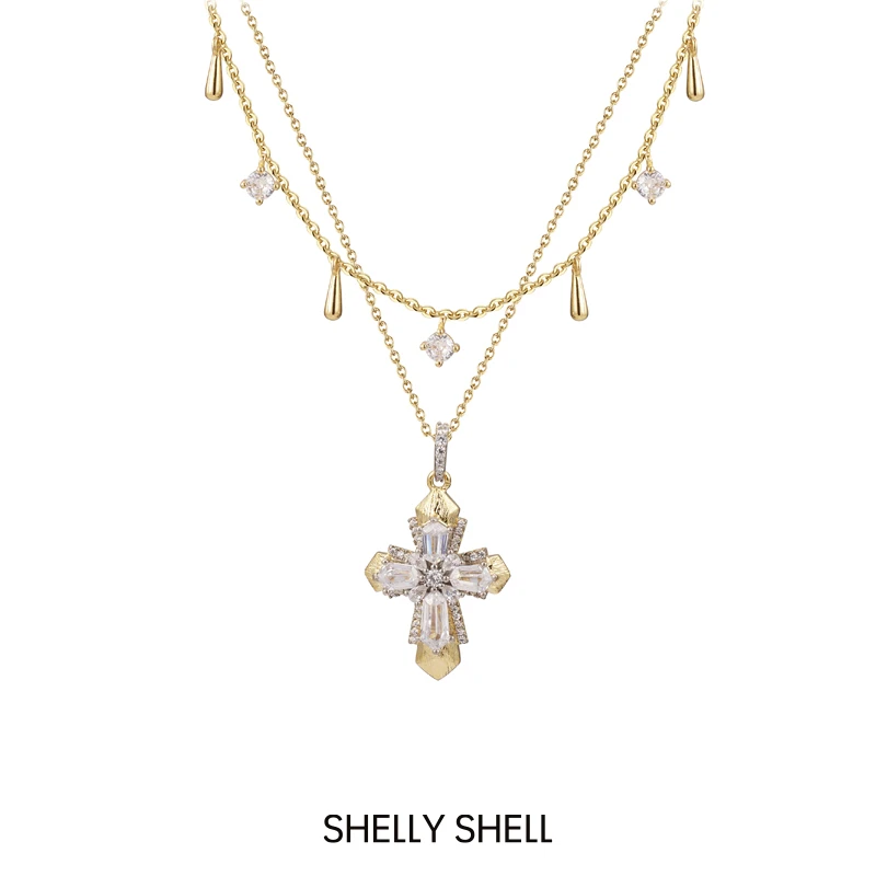 Shelly Shell 铜合金项链 十字星辰项链 轻奢百搭个性2