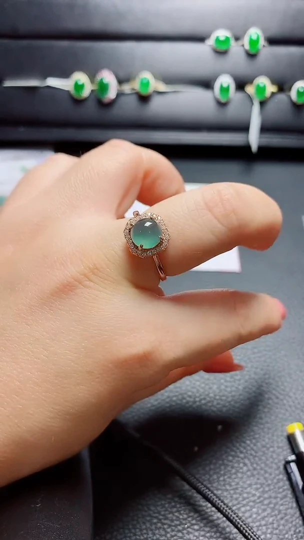 银S925镶嵌戒指翡翠天然翡翠A货s925银镶